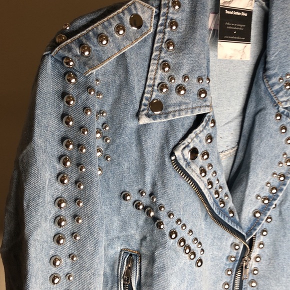Light Blue Denim Studded Jacket - Picture 10 of 13